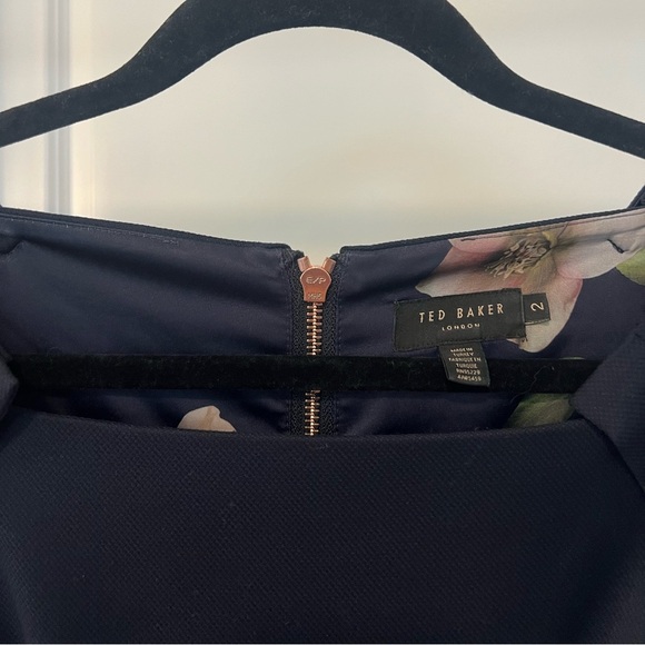 Ted Baker Cap Sleeve Pencil Skirt Rivaadd Pleated Peplum Dress Black Size 6 - Picture 4 of 8